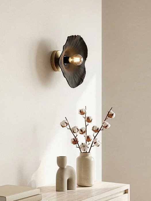 Opviq Lámpara de Pared de Cuerpo Metálico Negro y Dorado Antiguo Opviq Lámpara de Pared de Cuerpo Metálico Negro y Dorado Antiguo
